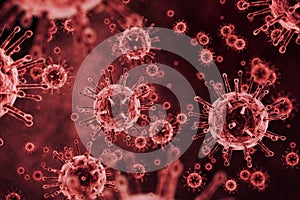 Digital image of red virus in human body