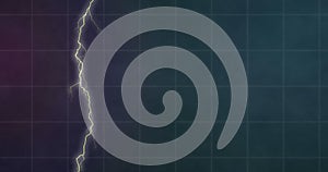 Digital image of thunder effect over financial data processing against blue background