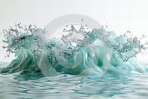 Digital image of water wave, white background, blue water surface, closeup, highdefinition photography, clean and simple desi photo