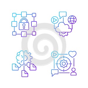 Digital inclusion gradient linear vector icons set