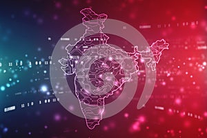 Digital India Concept, India Map with circuit lines on technology background