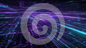 Digital information stream flowing through abstract data network