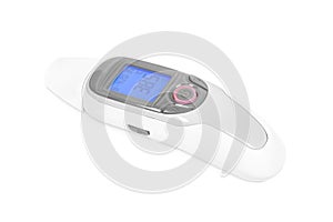 Digital infrared thermometer on white background