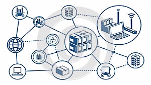 Data server connection, illustrating network technology and digital infrastructure system. vector design Generative AI