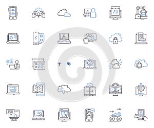 Digital innovation line icons collection. Disruption, Innovation, Transformation, Revolution, Connectivity, Imagination photo