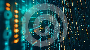 Digital input, programming code. Banner for an IT company.