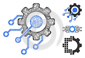 Digital Integration Gear Polygonal Web Vector Mesh Illustration