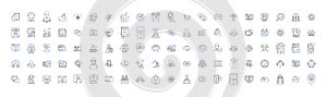 digital intelligence line icons collection. Algorithms, Analytics, Automation, Big Data, Coding, Cognitive, Complexity