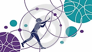 Digital interaction: Person connecting with abstract network data points, vector design Generative AI
