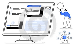 Digital Interface and AI Technology Concept with User Interaction Elements