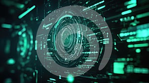 Digital interface data analyzing with futuristic hud elements