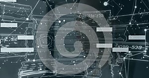 Digital interface with data charts and graphs over network connections image