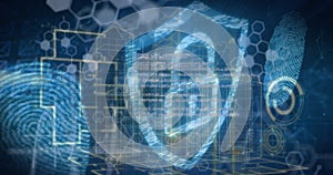 A digital interface with data processing over a digital padlock and fingerprints