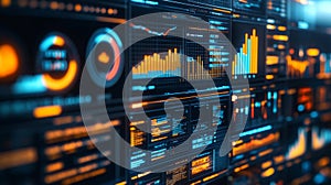 Digital Interface with Data Visualization and Code Displays