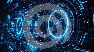 Digital interface displaying advanced data processing and network analysis
