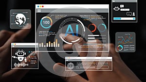 Digital Interface Displaying Artificial Intelligence Data and Metrics with Global Connectivity and Interactive Visual