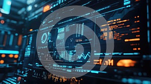 Digital interface displaying complex data across multiple screens