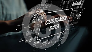 Digital Interface Displaying Customer Data Analytics with Modern Technology and User Interaction. Asymptotic smart data