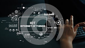 Digital Interface Displaying Data and Graphics Representing Internet of Things Concept with Technology Elements