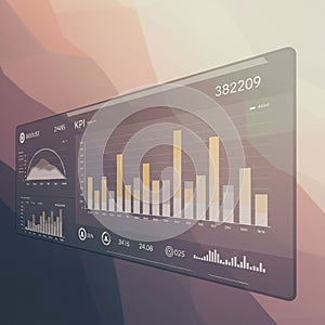 Digital interface displaying key performance indicators (KPIs) with bar and line