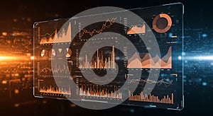 Digital interface displaying multiple data visualization charts, including line graphs,