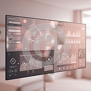 A digital interface displaying multiple data visualizations, including circular charts, bar