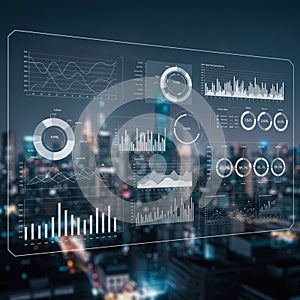 Digital interface displaying multiple types of data visualizations, including line graphs