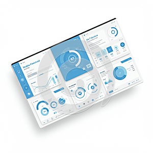 Digital interface displaying various analytics and data visualizations in a grid layout.