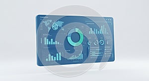 A digital interface displaying various data visualizations, including bar graphs, line