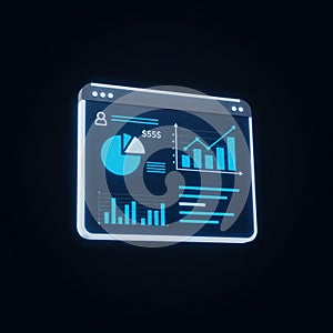 Digital interface displaying various data visualizations, including a pie chart, bar