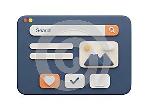 Digital interface elements isolated on white background