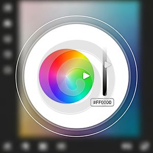 Digital interface featuring a color selection tool. A circular color wheel