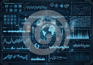 A digital interface featuring various data