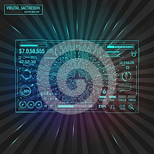 Digital interface with holographic display elements featuring