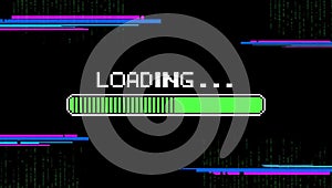 Digital Interface Loading Progress Bar Displaying Data Stream