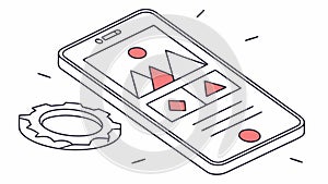 Digital Interface: Mobile Phone with UI Elements, vector design Generative AI
