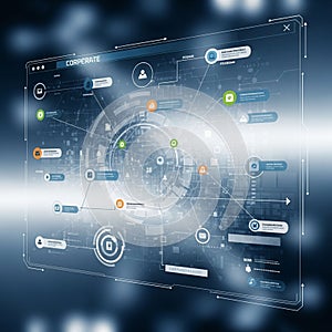 The top of the interface displays the word CORPERATE in large text