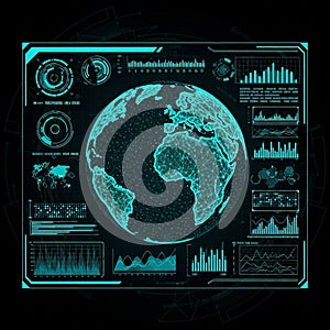 The design suggests futuristic technology or a sci fi theme with hexagonal