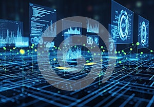 Digital interface showcasing a virtual landscape