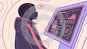 Digital interface user, futuristic tech and screen interaction. vector design Generative AI