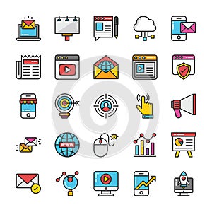 Digital and Internet Marketing Vector Icons Set 1