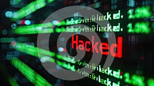 Digital Intrusion: Hacked Binary Code and Warning Text.