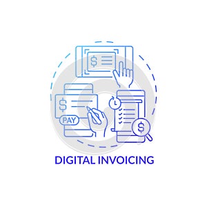 Digital invoicing blue gradient concept icon