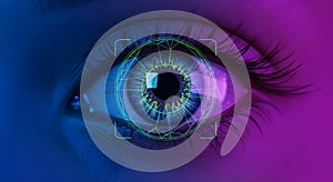 Close-up of iris scan for advanced data security and personal identification