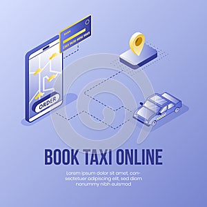 Digital isometric design concept set of online taxi booking service app 3d icons.Isometric business finance symbols-bank