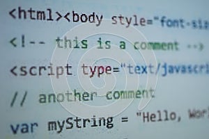 Digital java code text. Computer software code concept.