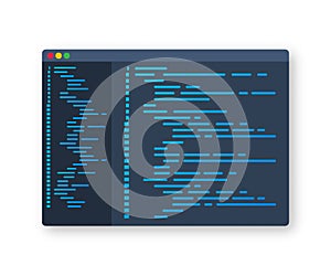 Digital java code text. Computer software coding vector concept. Programming coding script java, digital program code on screen