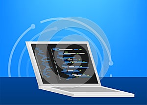 Digital java code text. Computer software coding vector concept. Programming coding script java, digital program code on