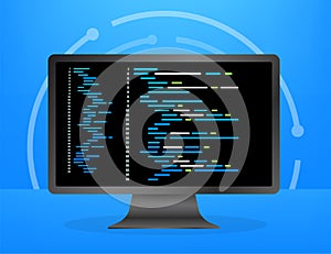 Digital java code text. Computer software coding vector concept. Programming coding script java, digital program code on