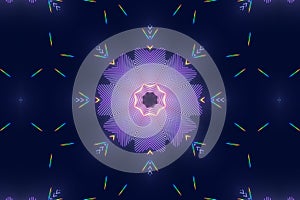 Digital Kaleidoscope with a Spectrum of Colors on Dark Blue